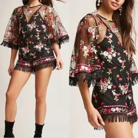 Embroidery Floral Romper