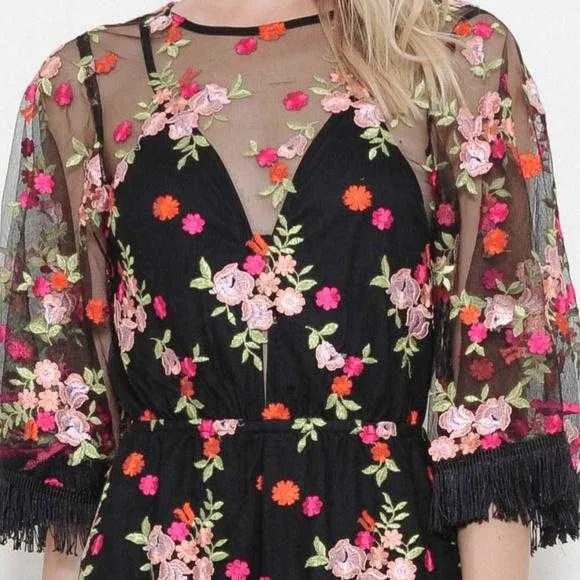 Embroidery Floral Romper