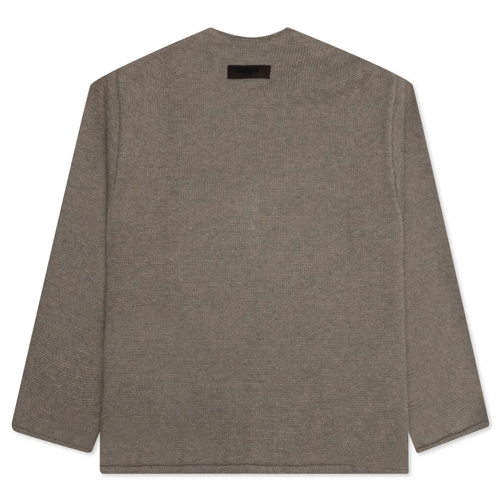 Essentials Kid's Raw Edge Sweater - Dark Oatmeal