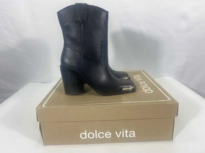 FALON BOOTS BLACK LEATHER - re:vita