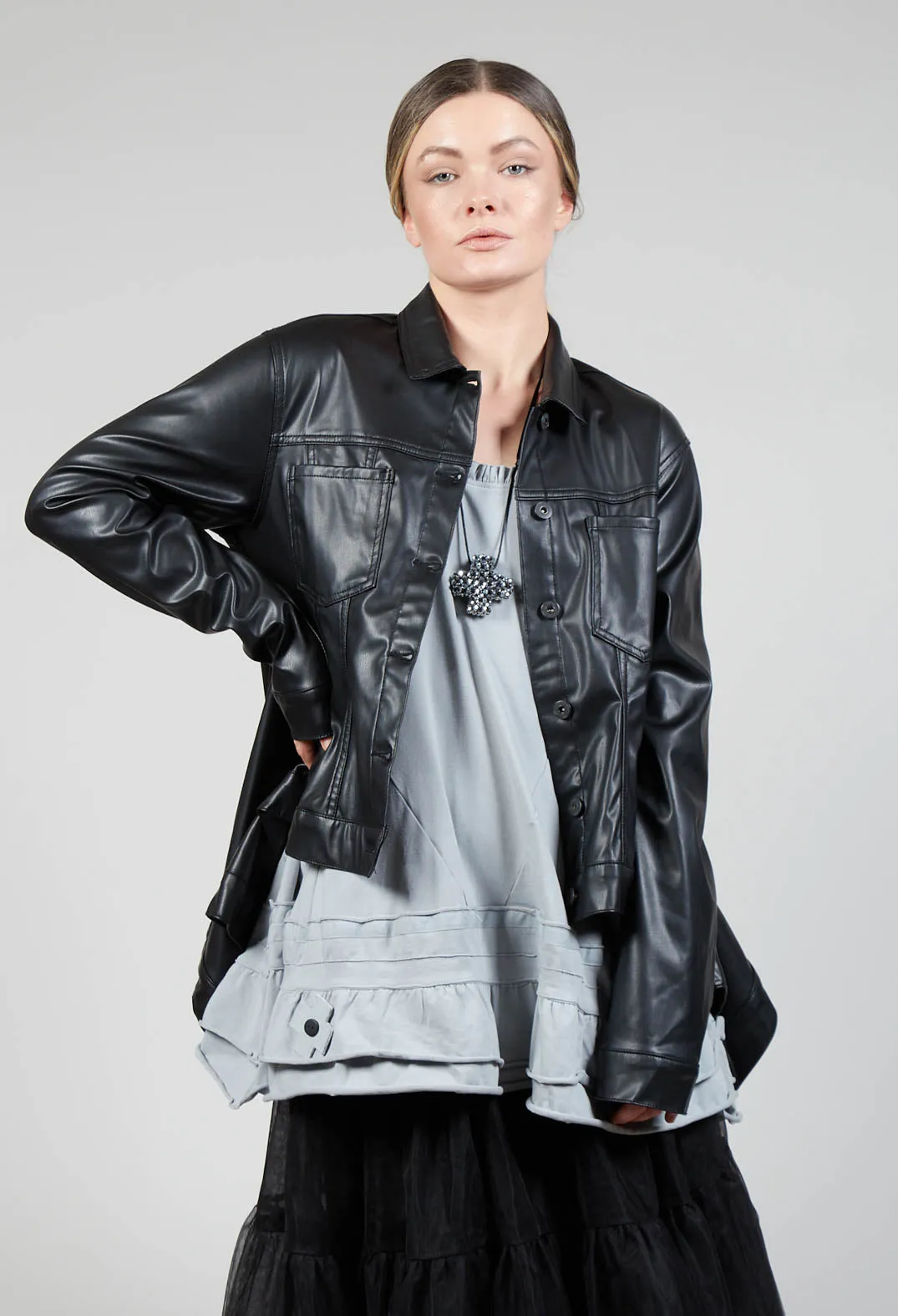 Faux Leather Jacket in Black