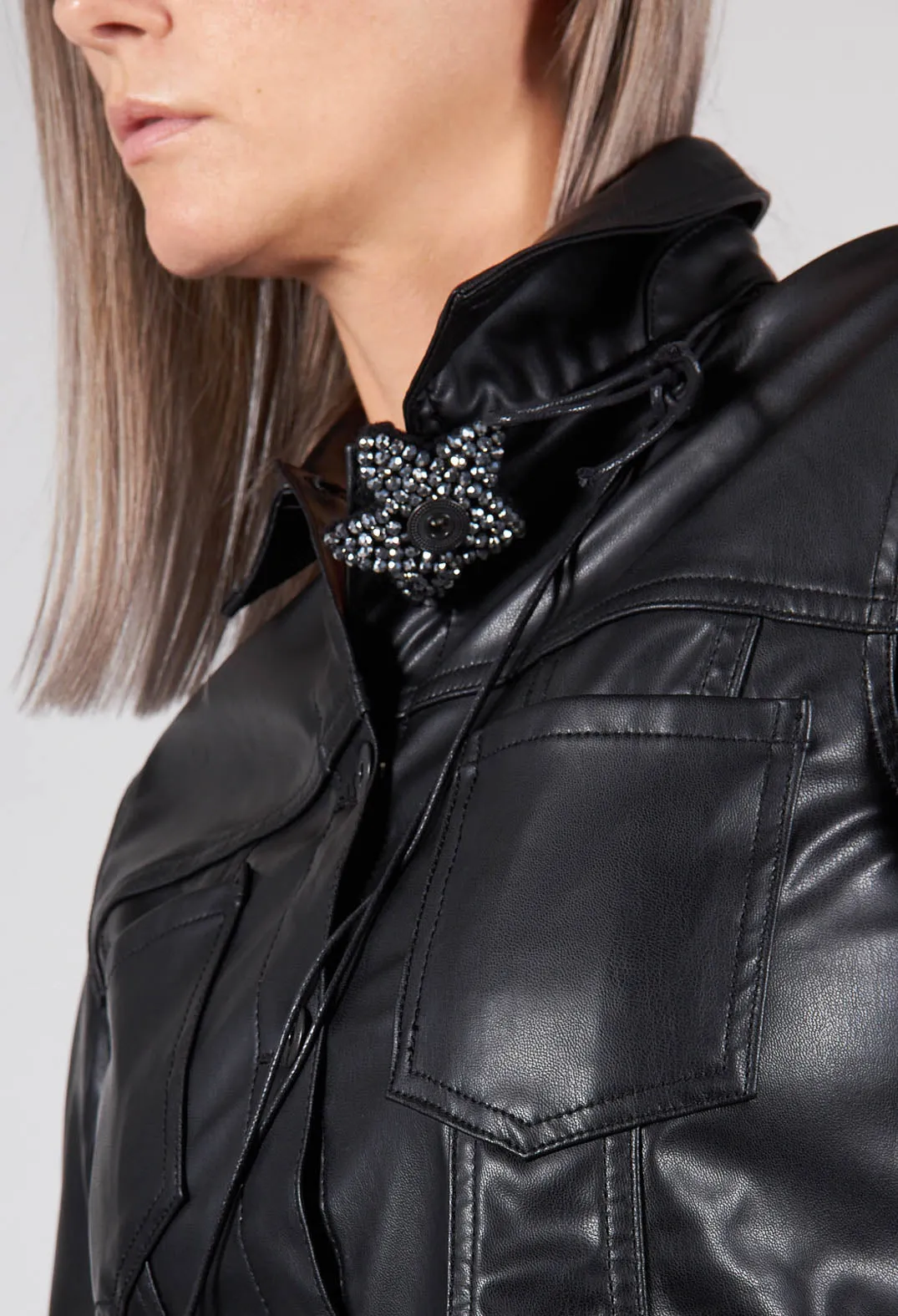 Faux Leather Jacket in Black