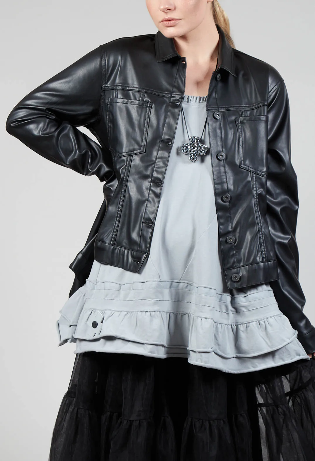 Faux Leather Jacket in Black