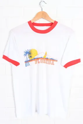 Florida Beach Sunset Single Stitch Ringer T-Shirt (S)