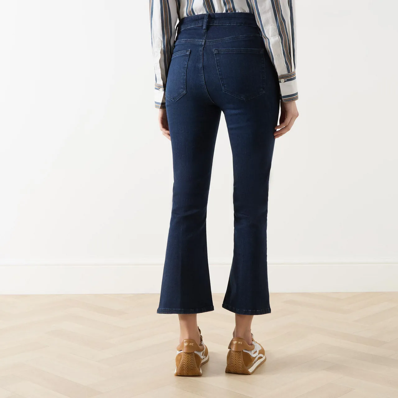 FRAME Le Crop Mini High-Rise Boot-Cut Jeans - Dark Blue