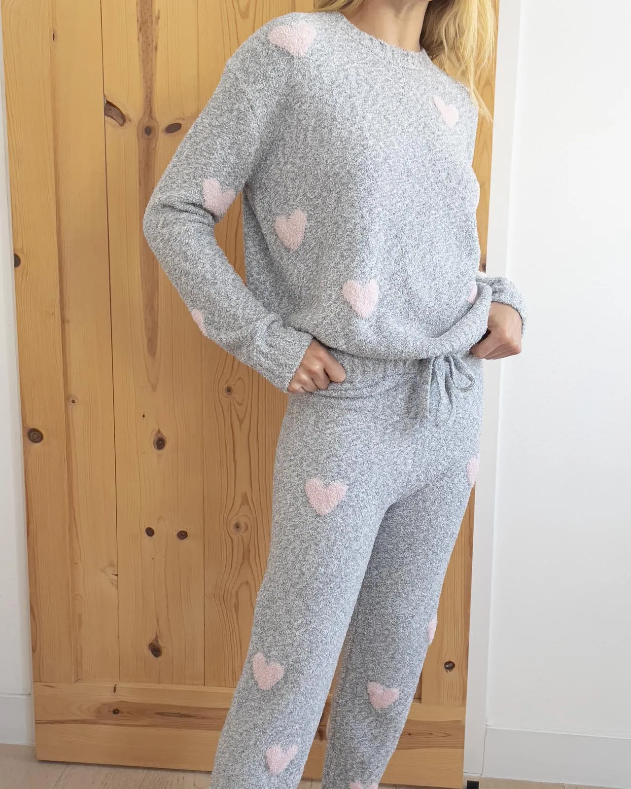 Fuzzy Sweater Hearts PJ Set