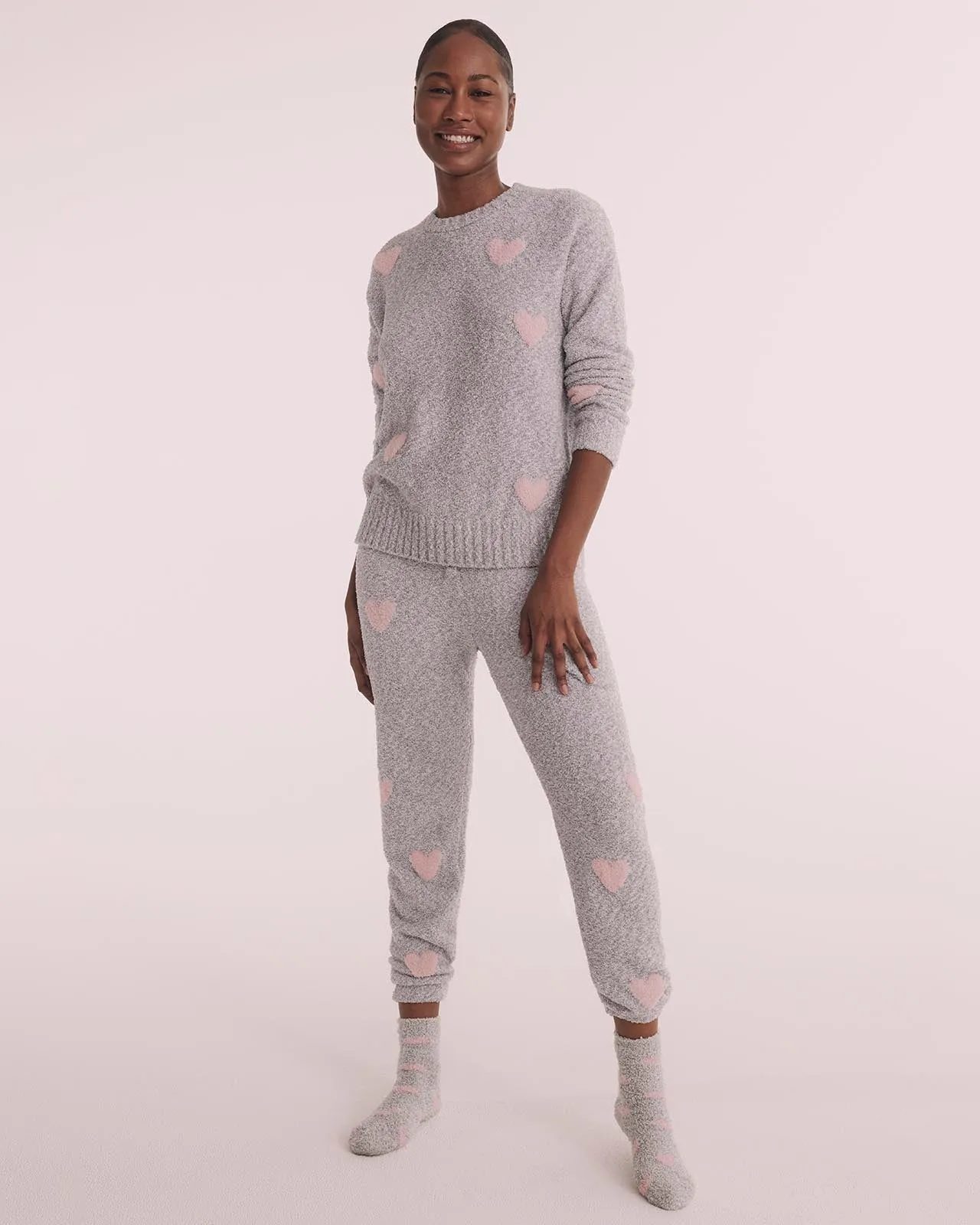 Fuzzy Sweater Hearts PJ Set