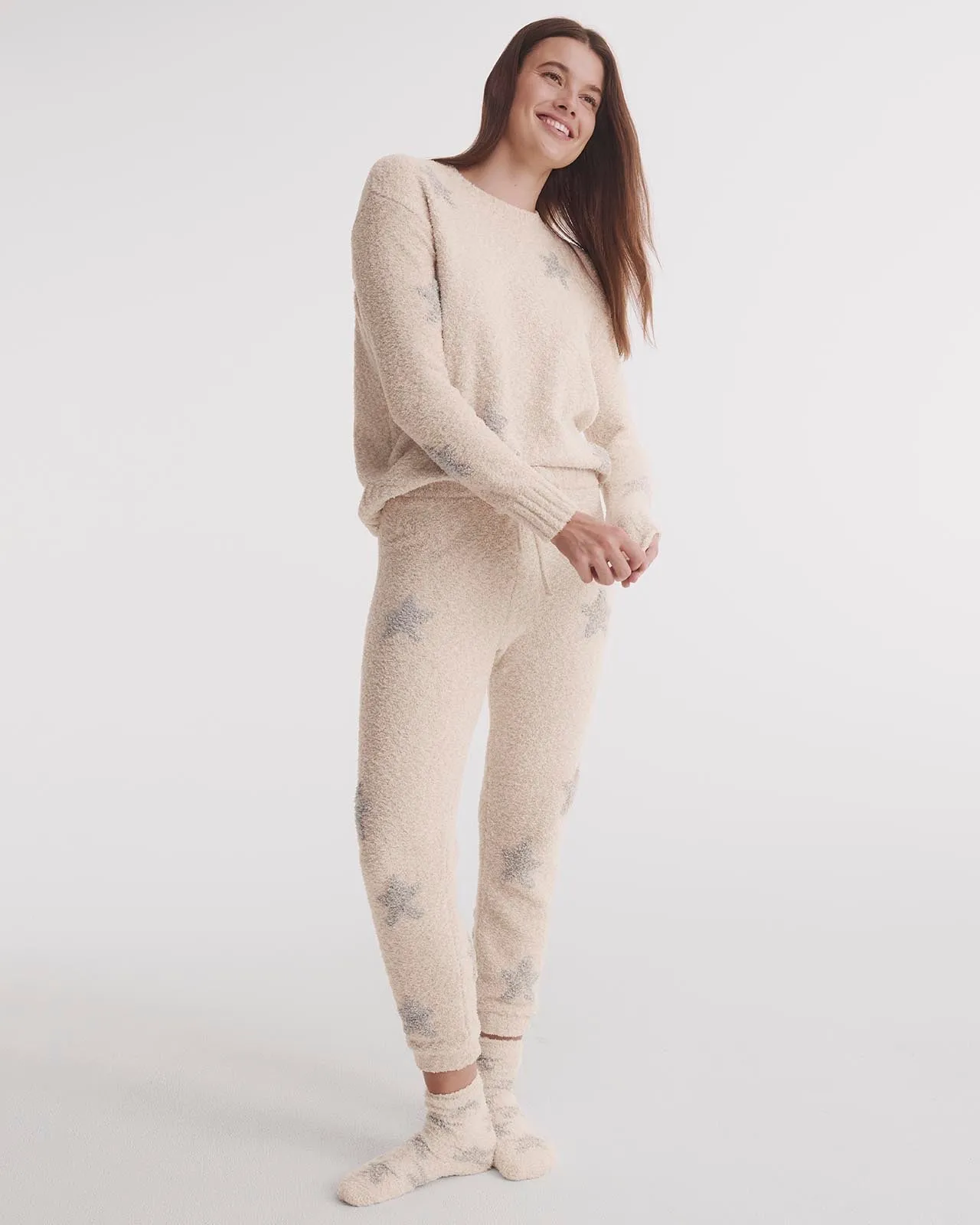 Fuzzy Sweater Stars PJ Set