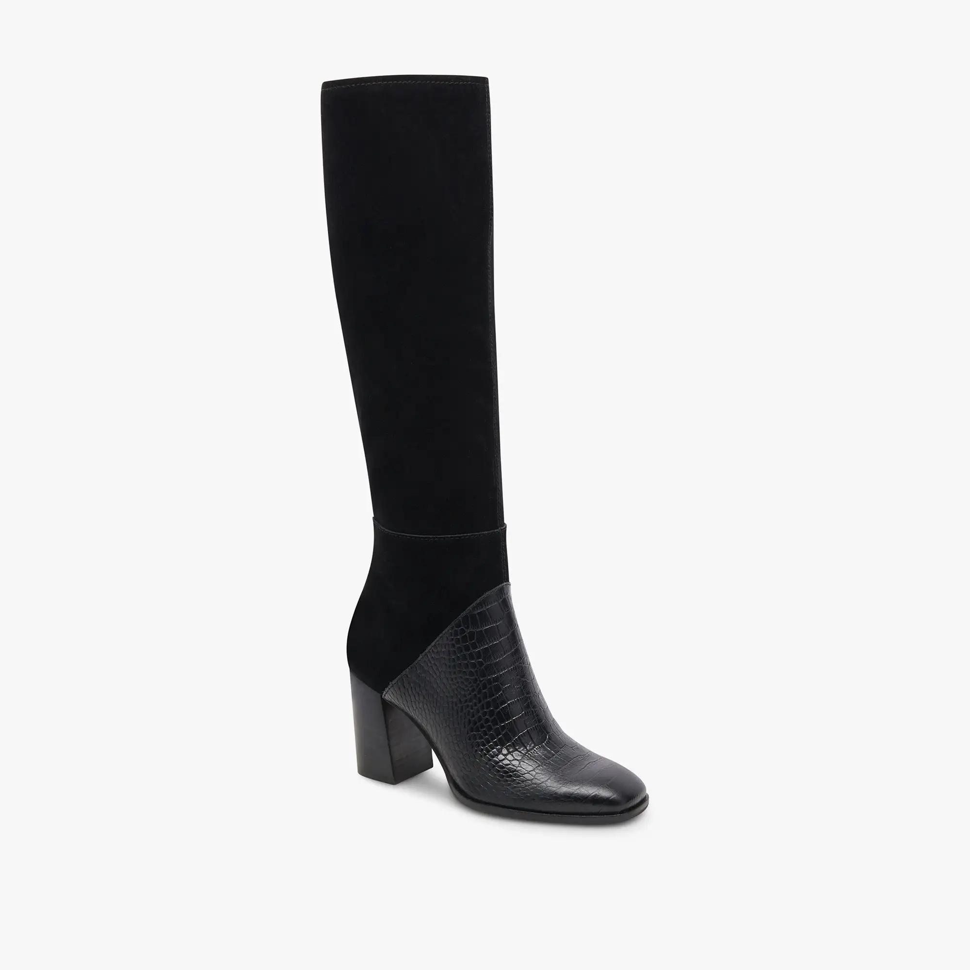 FYNN WIDE CALF BOOTS BLACK MULTI EMBOSSED LEATHER