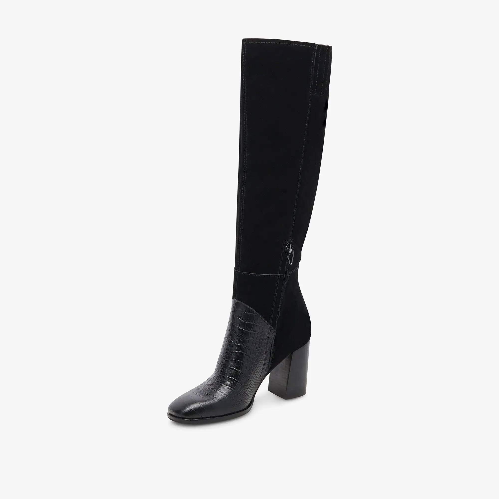 FYNN WIDE CALF BOOTS BLACK MULTI EMBOSSED LEATHER