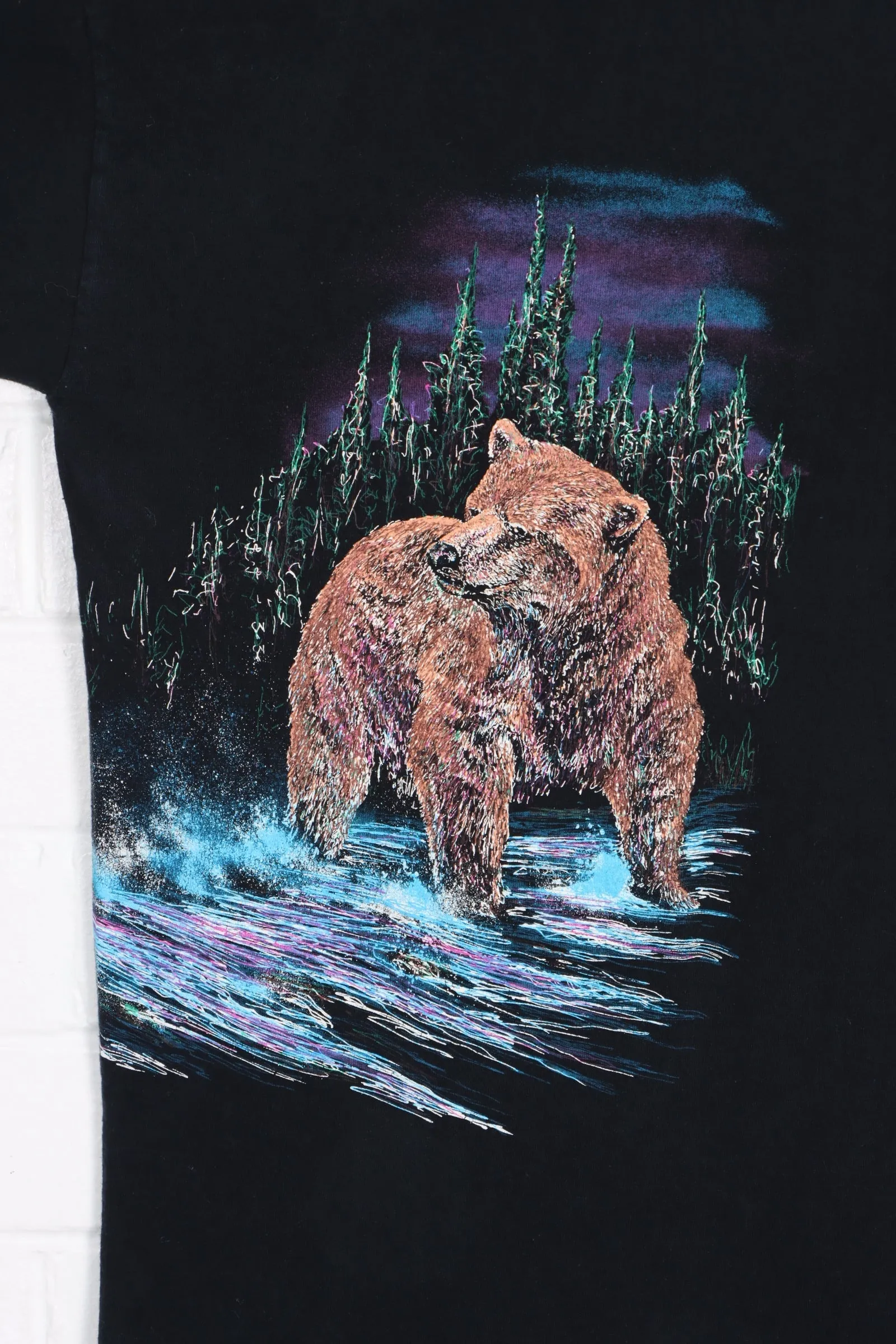 Grizzly Bear Front Back Single Stitch T-Shirt USA Made (M)