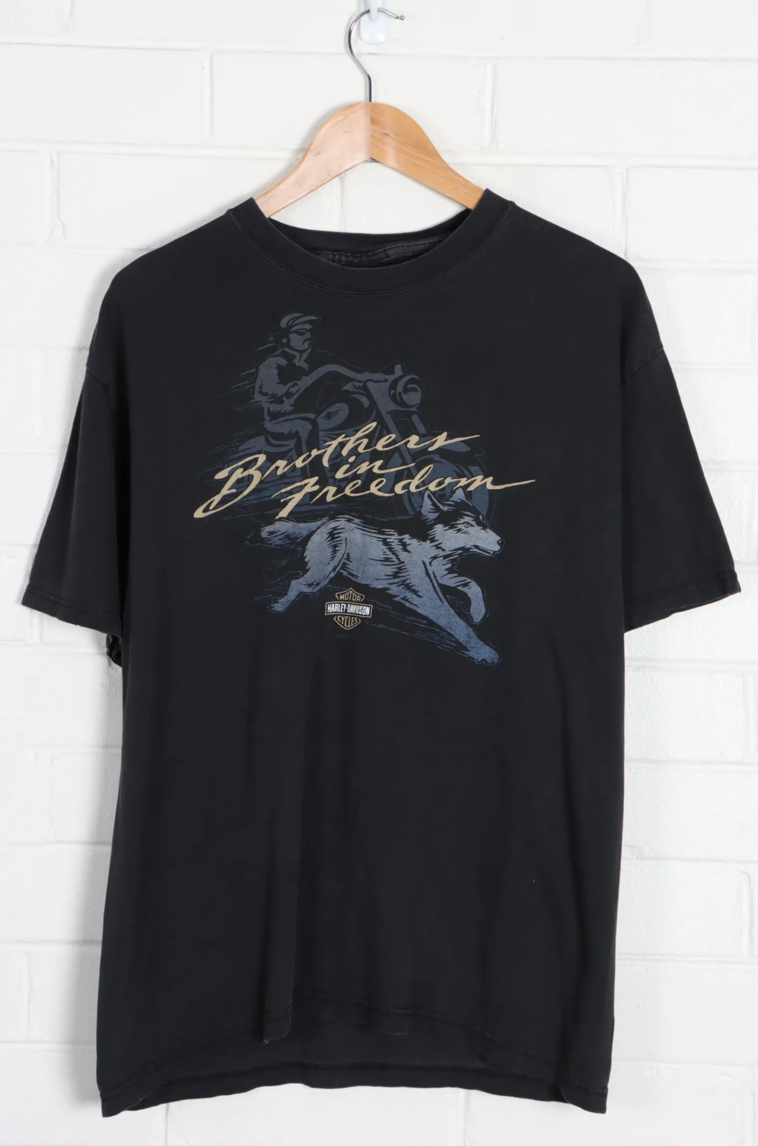 HARLEY DAVIDSON Alaska 'Brothers in Freedom' Running Dog Tee USA Made (M-L)