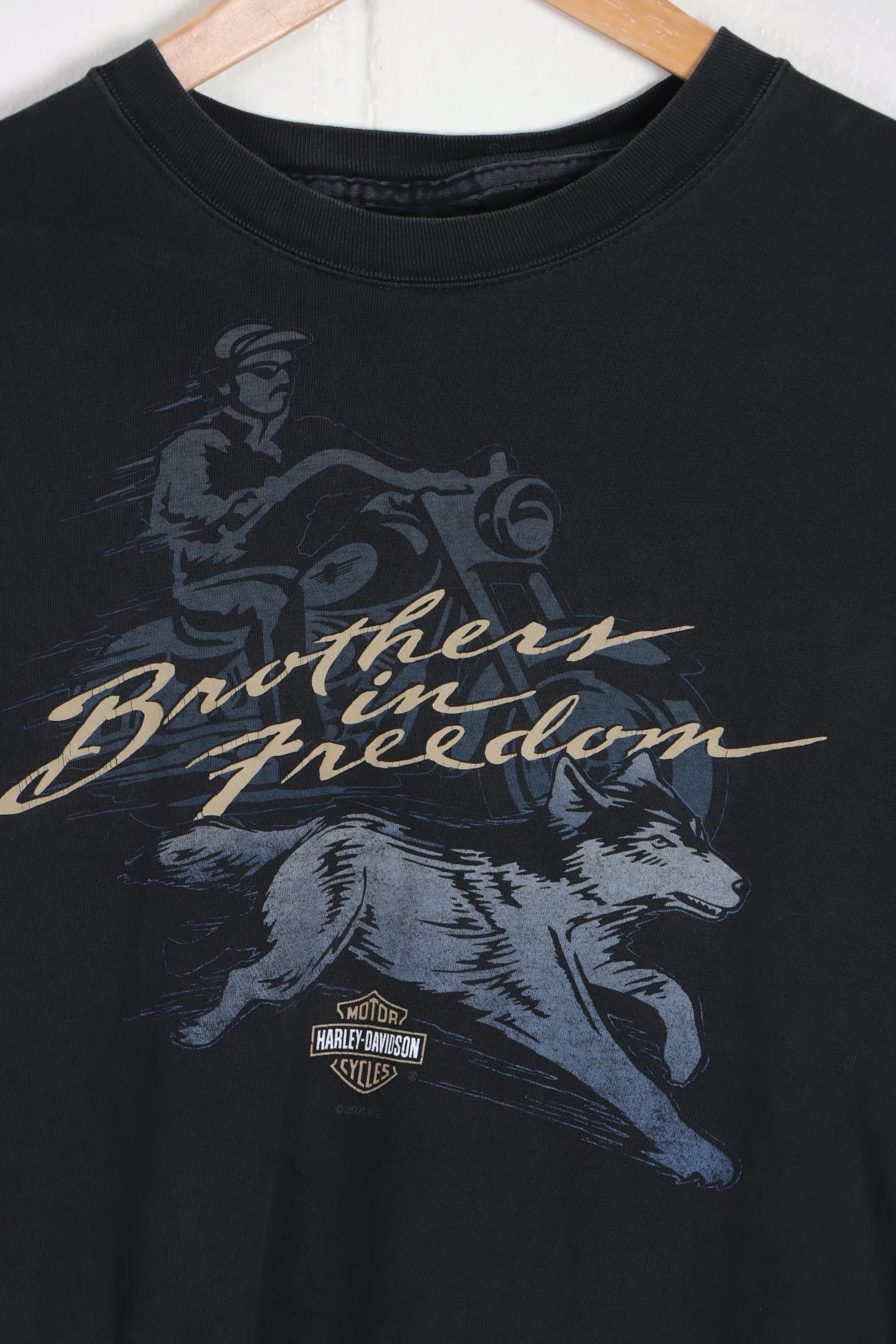 HARLEY DAVIDSON Alaska 'Brothers in Freedom' Running Dog Tee USA Made (M-L)