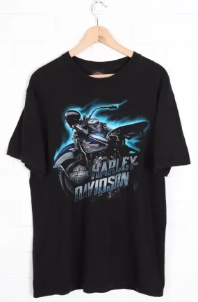 HARLEY DAVIDSON Racing Skull & Blue Smoke Front Back T-Shirt (L)