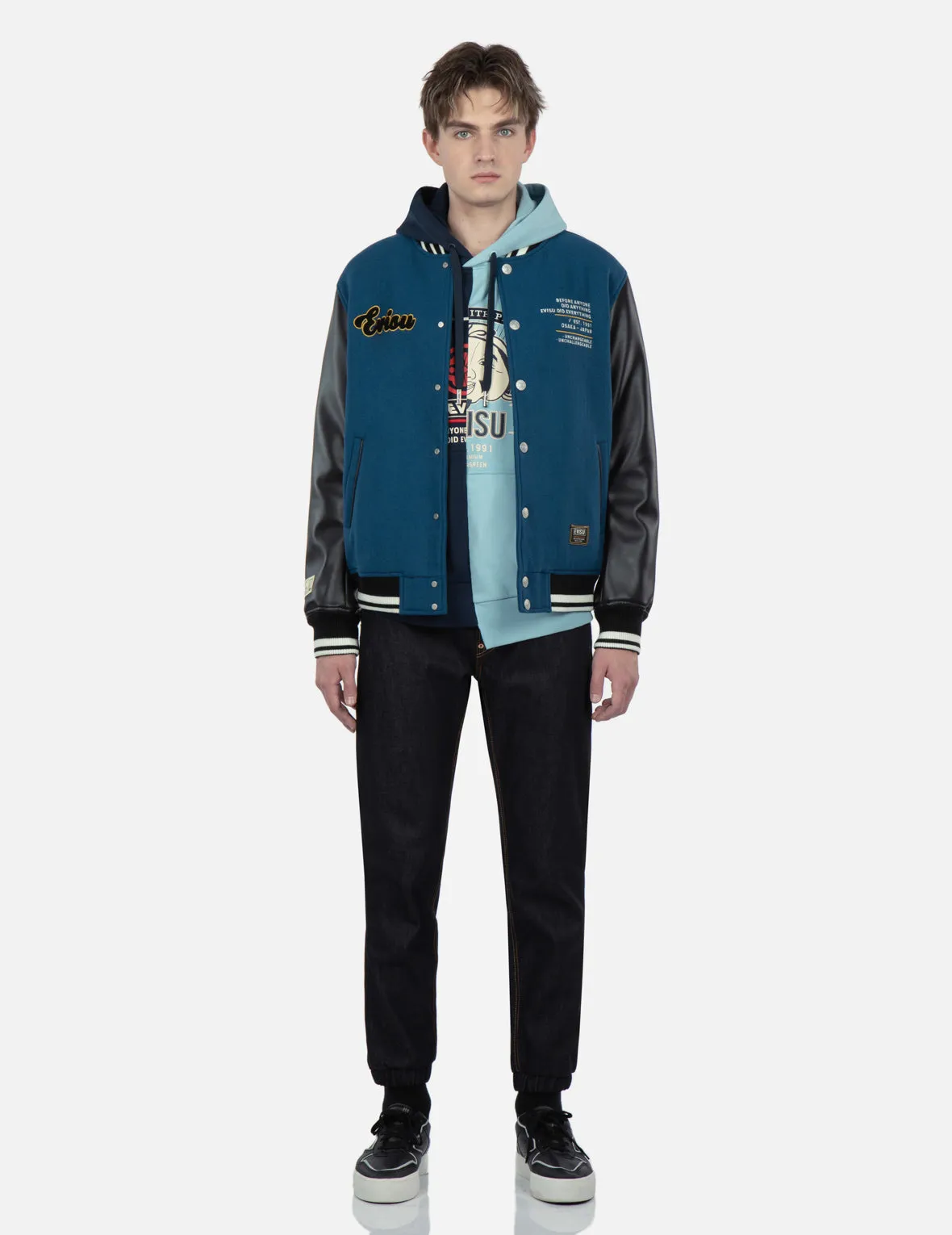 “Hide-and-Seek” Godhead Appliqué Baseball Jacket