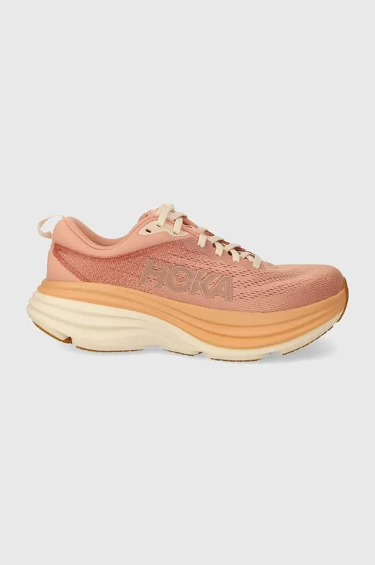 Hoka One One running shoes Bondi 8 beige color