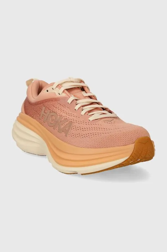 Hoka One One running shoes Bondi 8 beige color