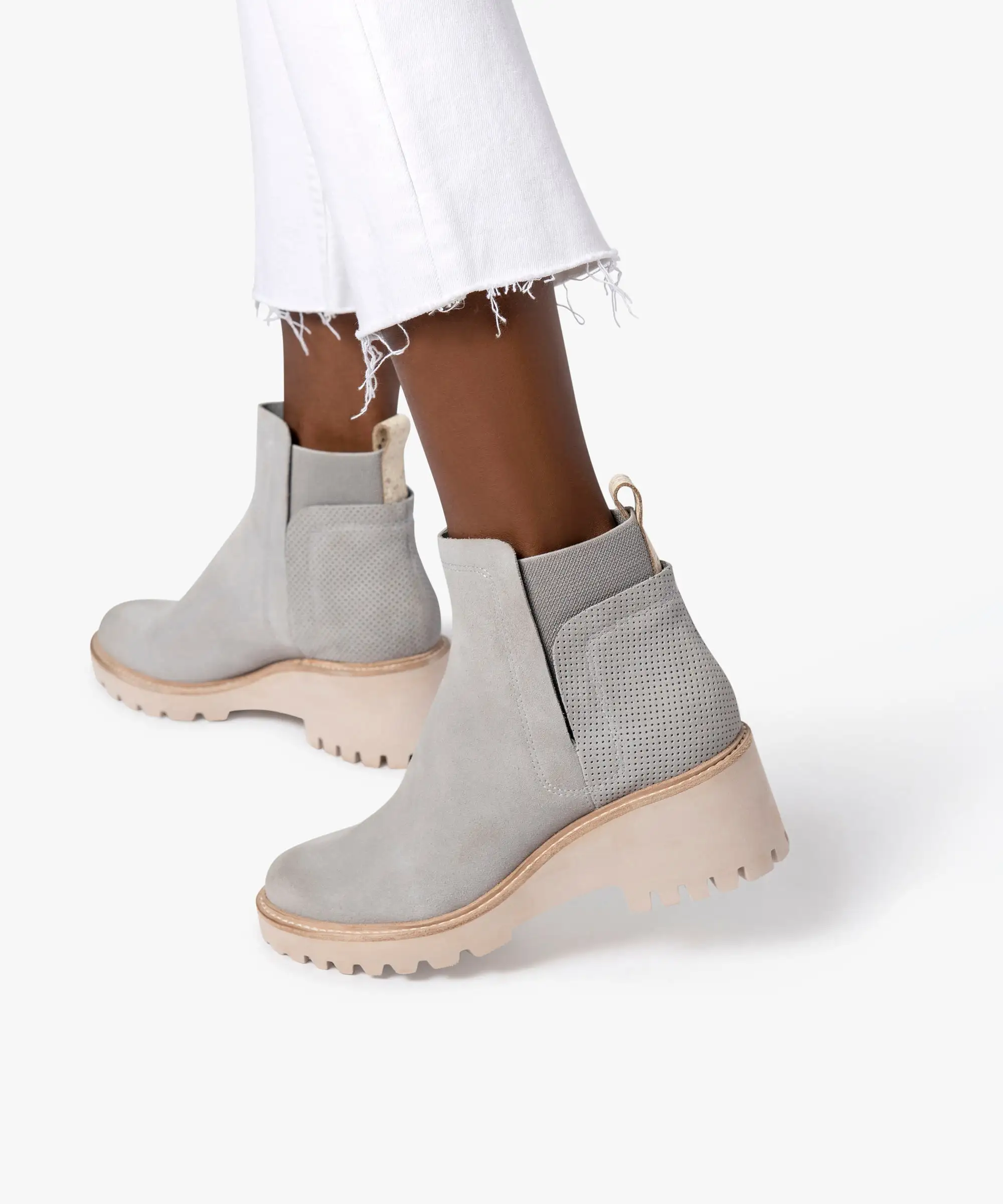 HUEY BOOTIES IN GREY SUEDE - re:vita