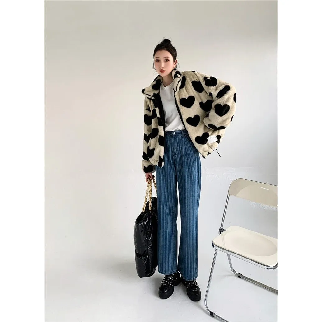 KAWAII HEARTS FAUX FUR JACKET