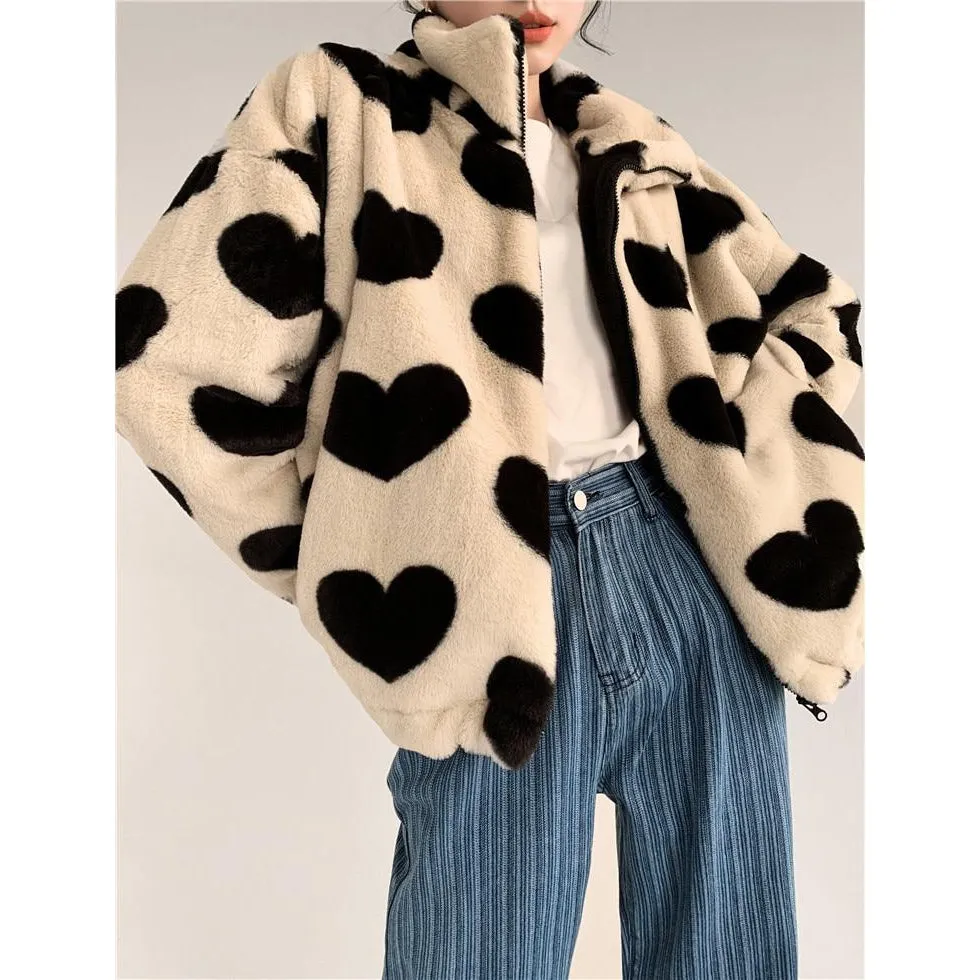 KAWAII HEARTS FAUX FUR JACKET