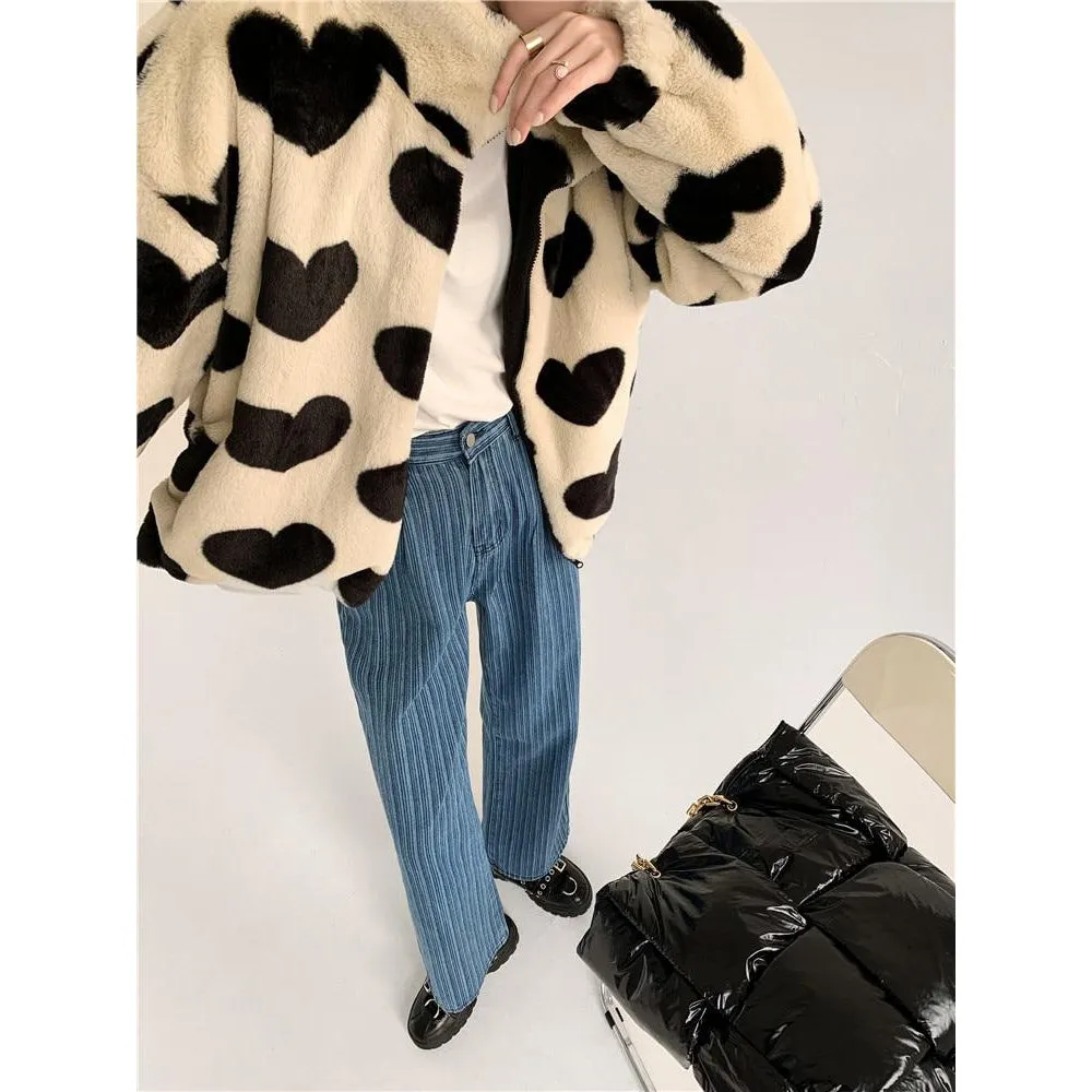 KAWAII HEARTS FAUX FUR JACKET