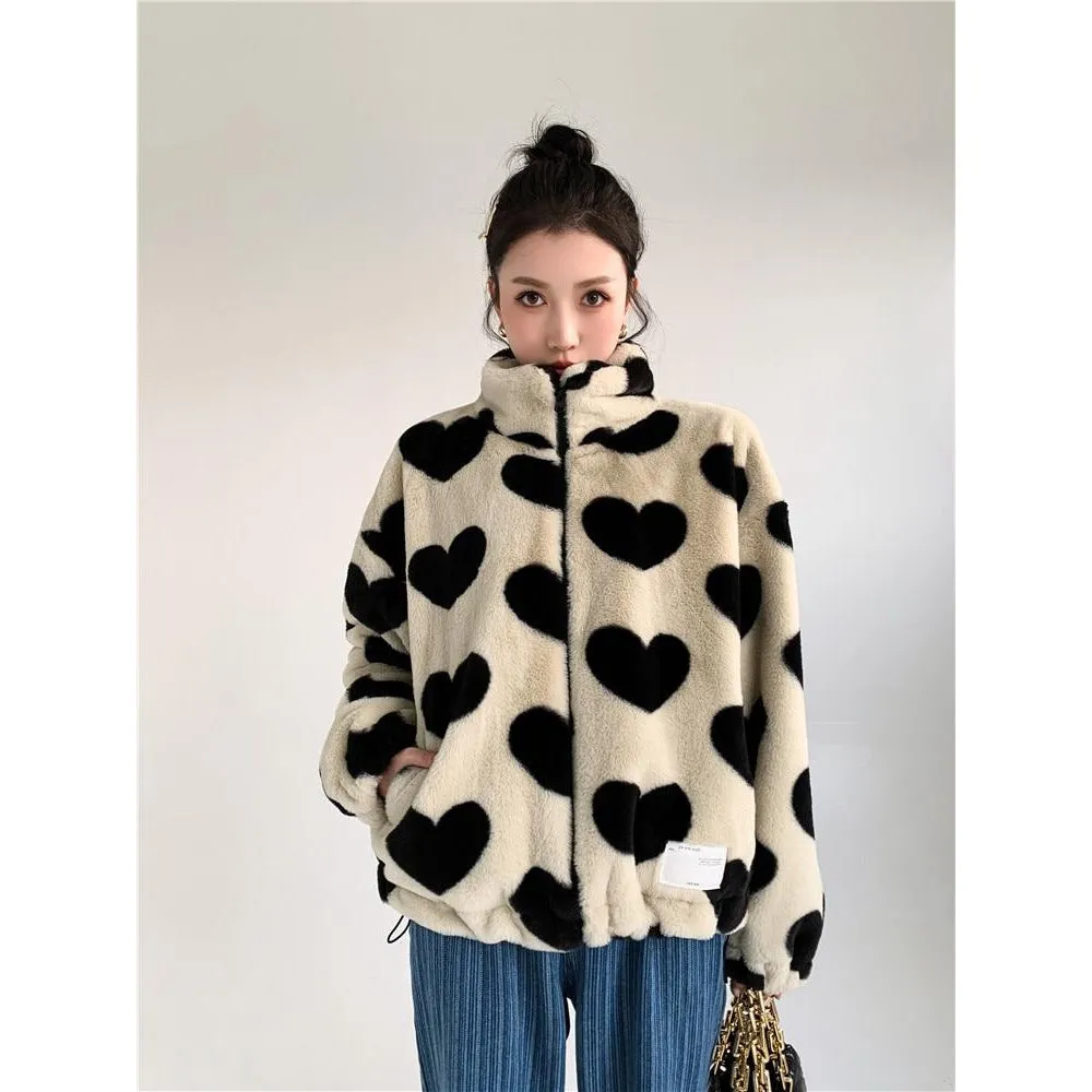 KAWAII HEARTS FAUX FUR JACKET