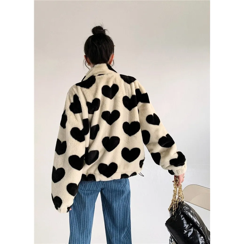 KAWAII HEARTS FAUX FUR JACKET