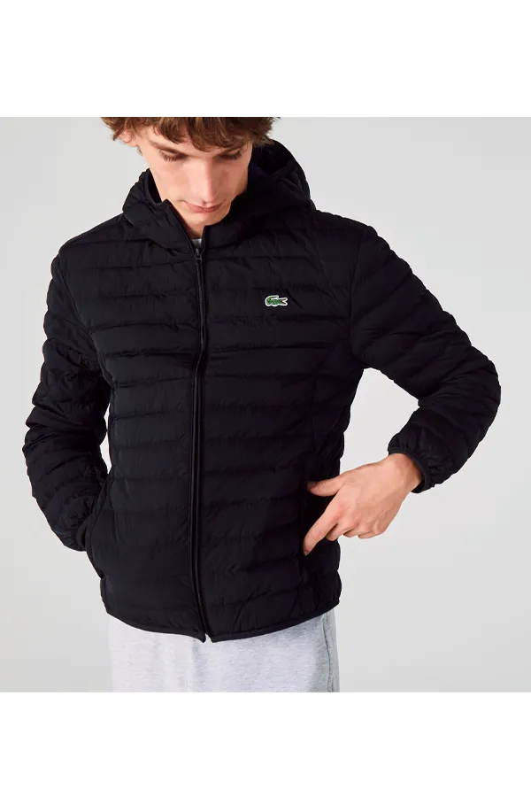 Lacoste Hooded Puffer Jacket Black