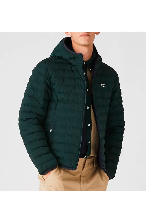 Lacoste Hooded Puffer Jacket Green