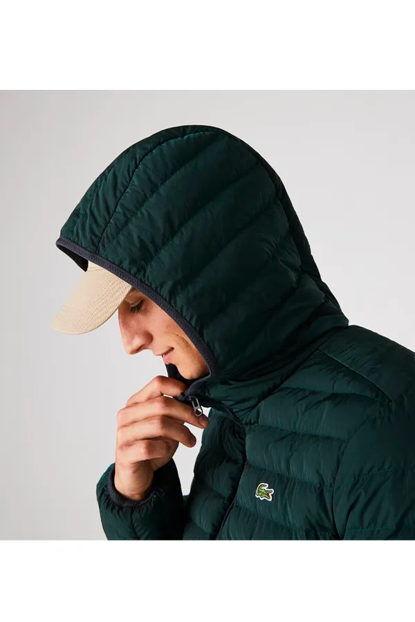 Lacoste Hooded Puffer Jacket Green