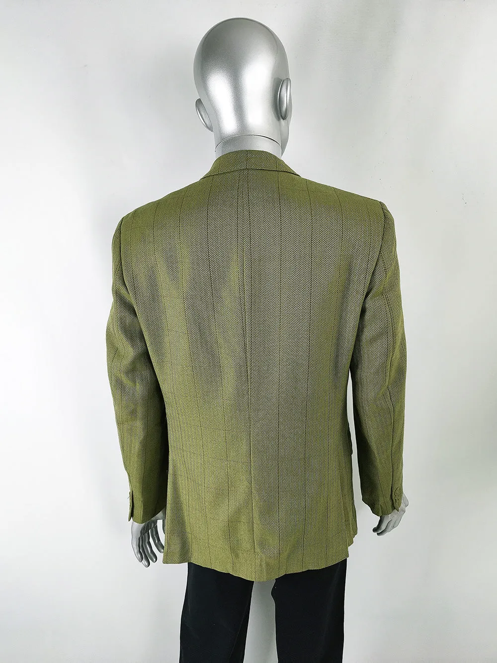 Leonardo Vintage Italian Wool Windowpane Check Blazer, 1980s