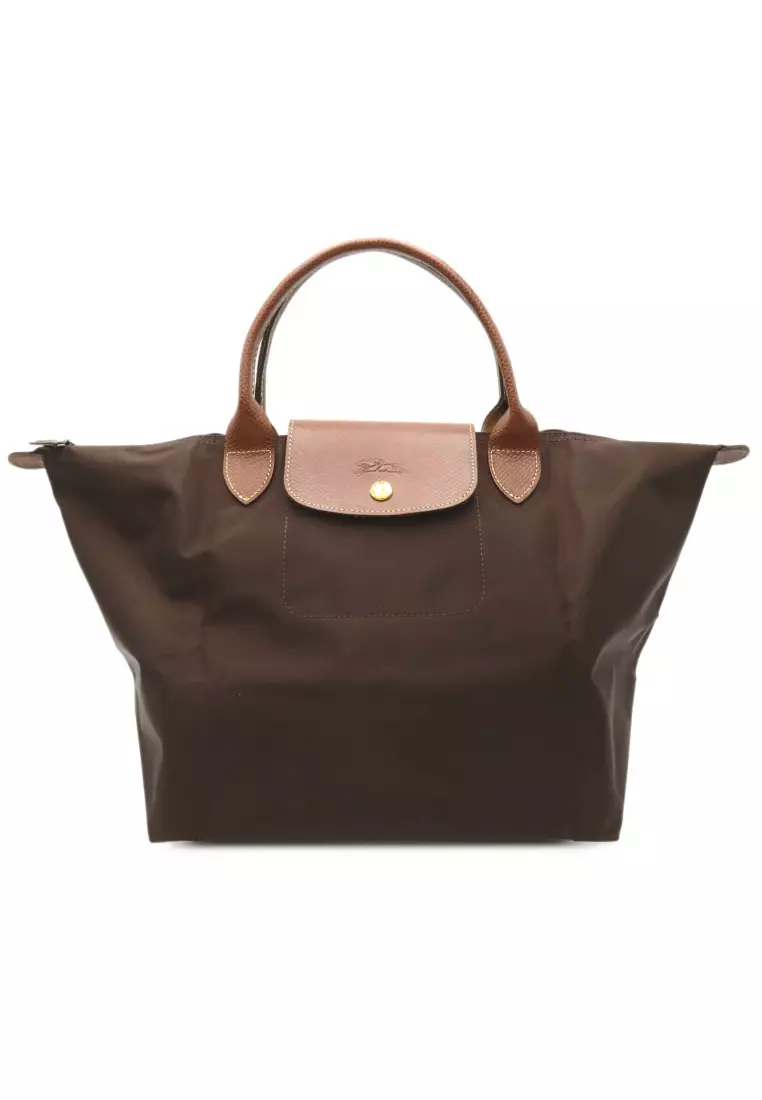 Longchamp Pre-loved LONGCHAMP Le Preage Original M top handle bag Handbag tote bag Polyamide Recycled Polyamide Brown Ebony