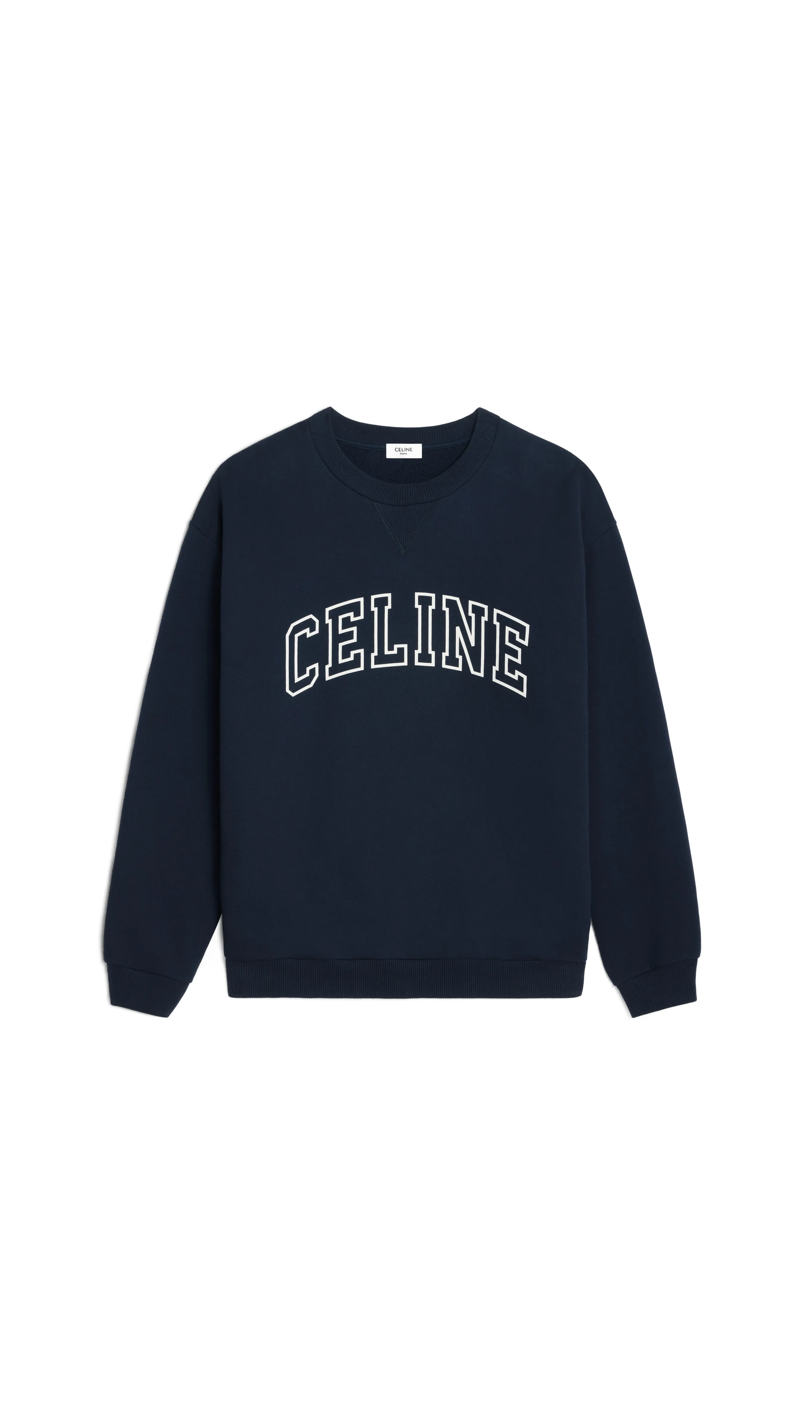 Loose Sweater Sweatshirt in Cotton Fleece - Navy