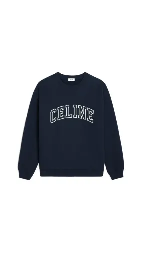 Loose Sweater Sweatshirt in Cotton Fleece - Navy