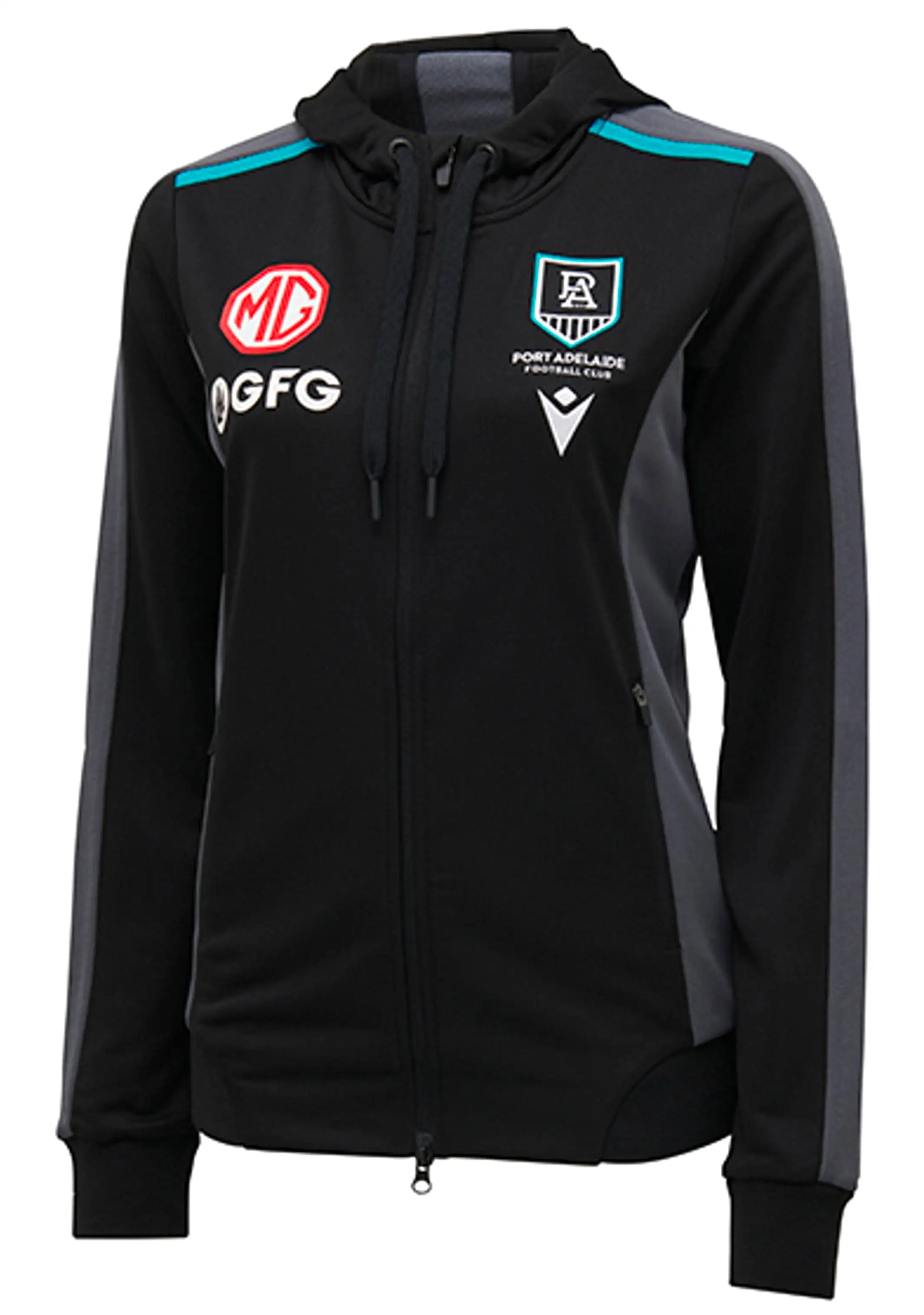 Macron Port Adelaide M21 Travel Womens Polydiag Hooded Sweatshirt <BR> 58542847