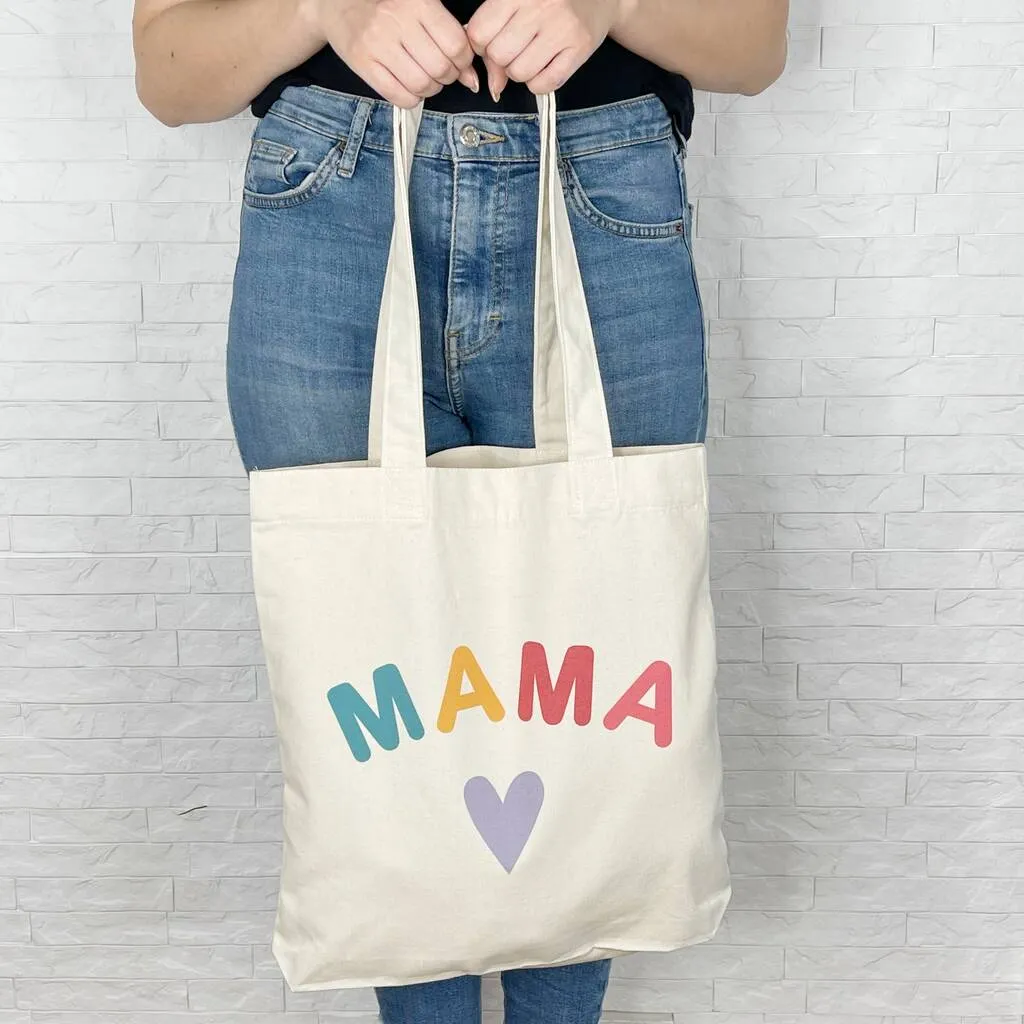 Mama Tote Bag Bright With Hearts