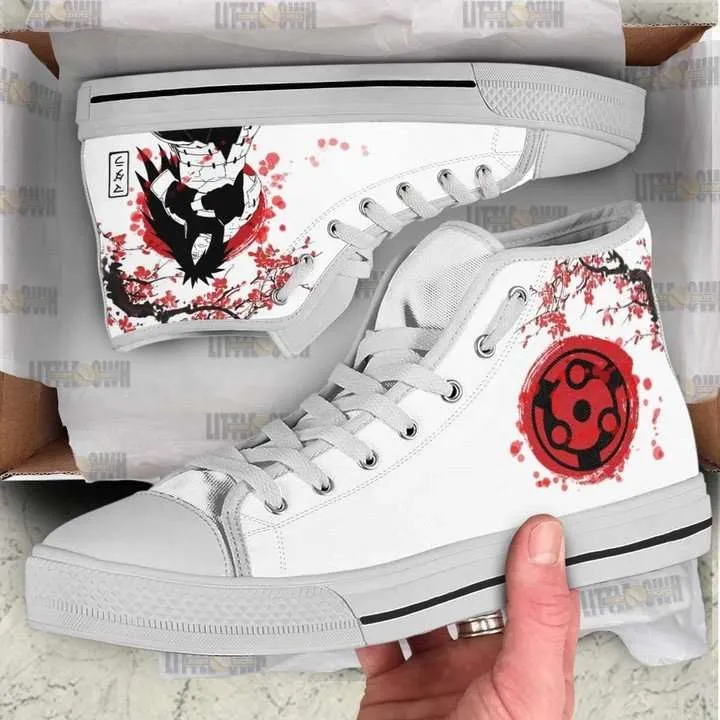 Mangekyou Sharingan Madara Naruto High Top Converse Snakers Canvas Anime Shoes