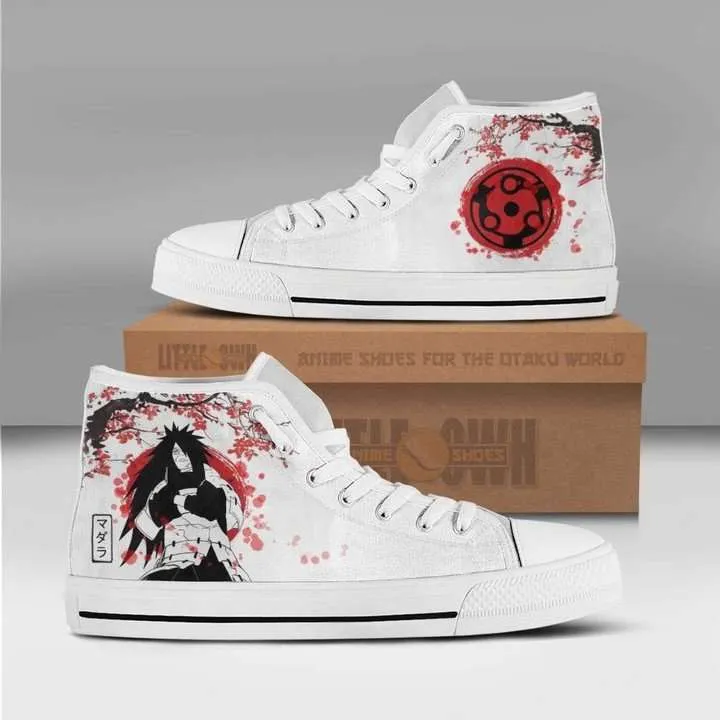 Mangekyou Sharingan Madara Naruto High Top Converse Snakers Canvas Anime Shoes