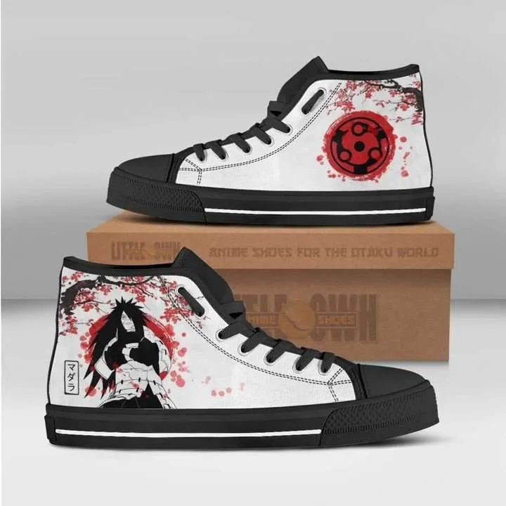 Mangekyou Sharingan Madara Naruto High Top Converse Snakers Canvas Anime Shoes