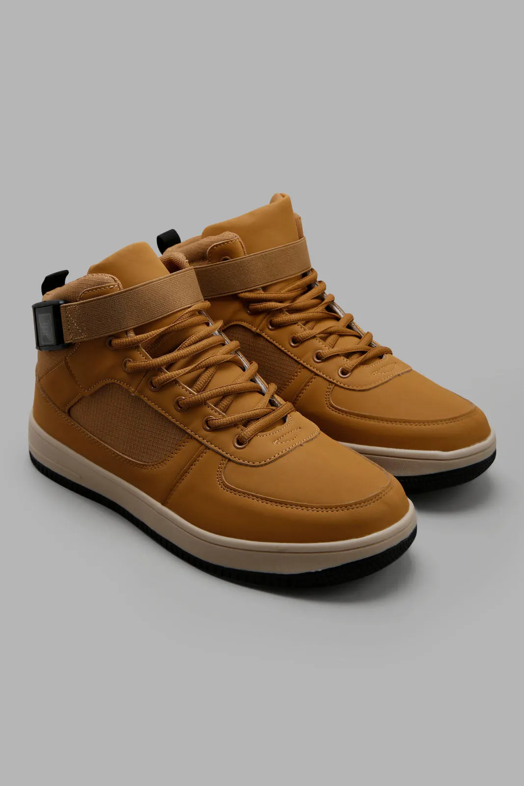 Men Tan High-Top Boots