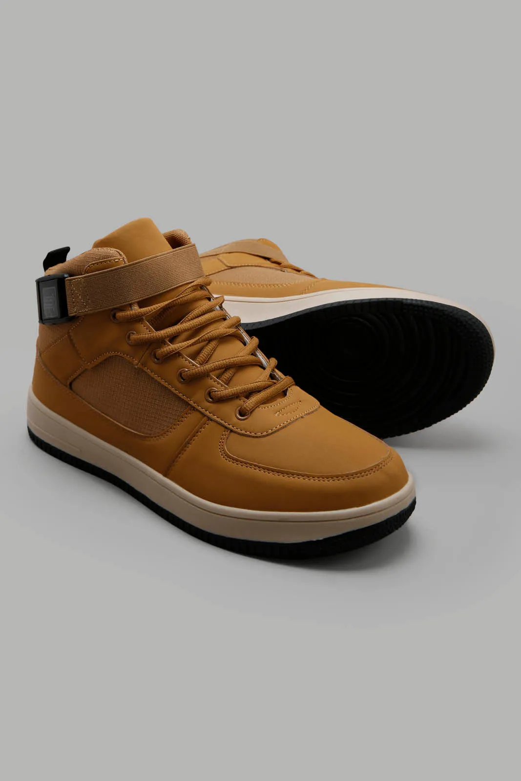 Men Tan High-Top Boots