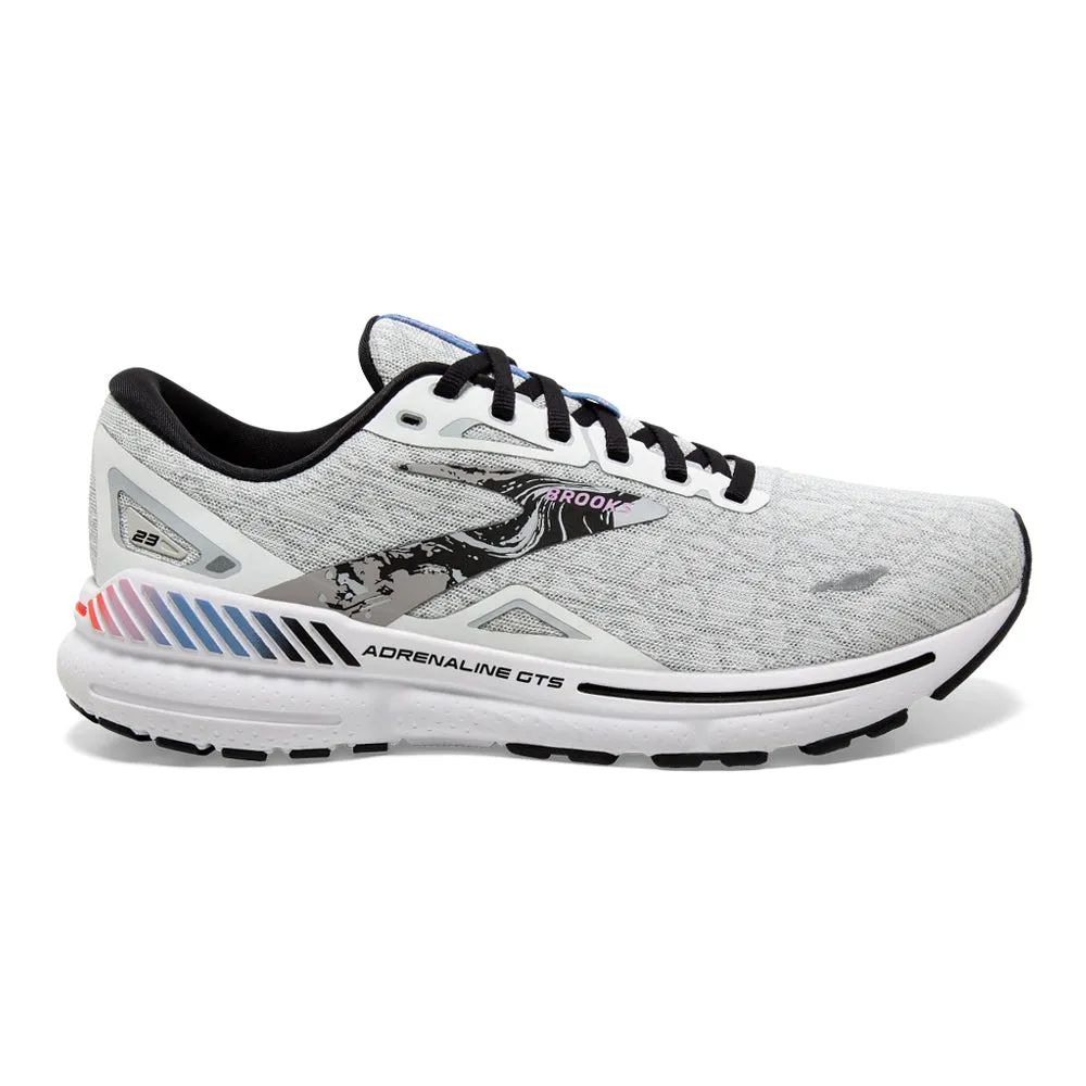 Men's Brooks Adrenaline GTS 23, White/Black/Orchid Bouquet, 10.5 D Medium