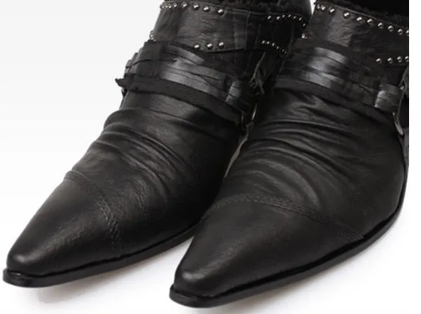 Men's Japanese Style Leather Pointed Toe High Heels Business Dress Shoes