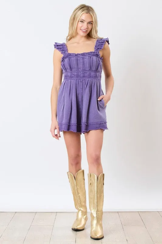 Mineral Washed Twill Denim Romper