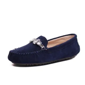 MIYAGINA Leather Women Creeper Driving Flat Moccasins Loafers