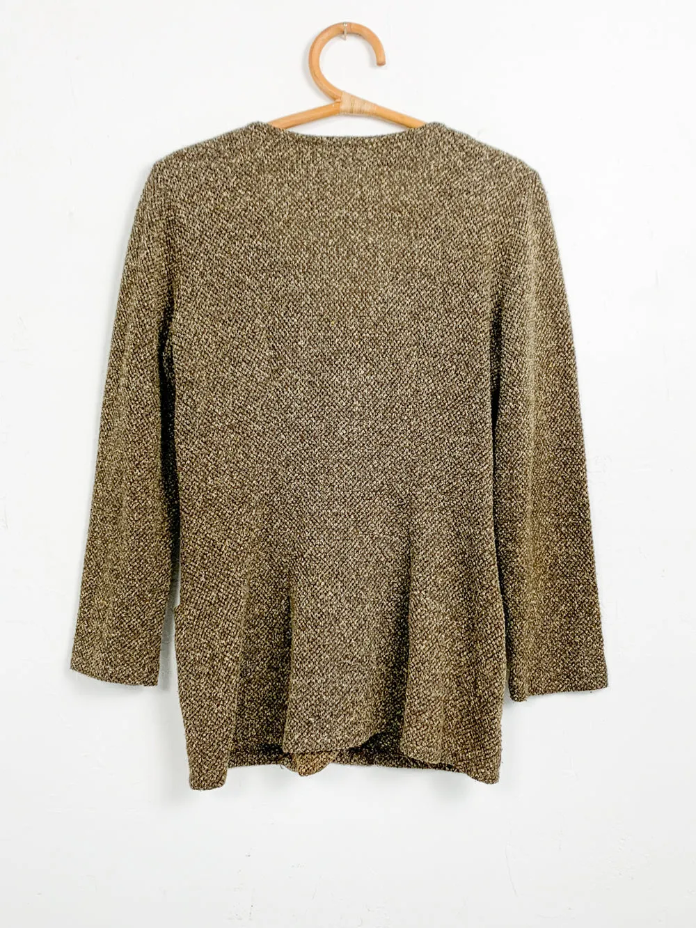 MODA Intl Heathered Brown Button Up Sweater