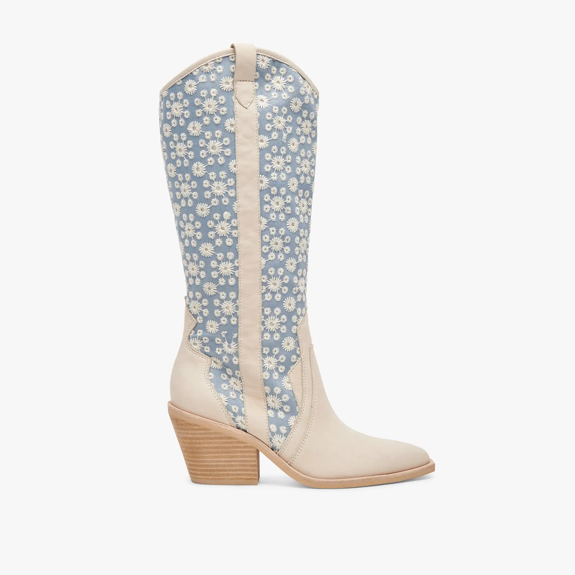 NAVENE BOOTS BLUE FLORAL FABRIC