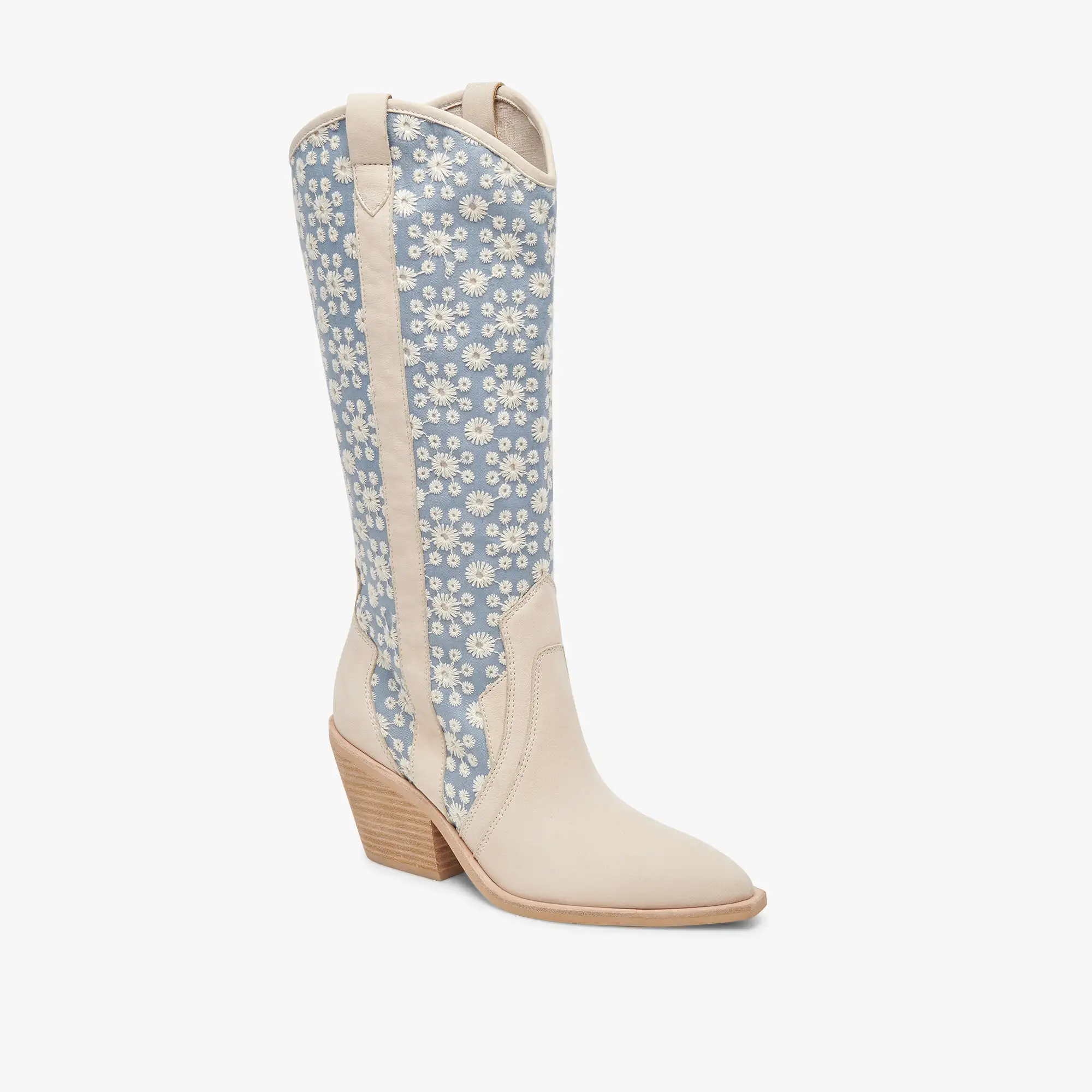 NAVENE BOOTS BLUE FLORAL FABRIC