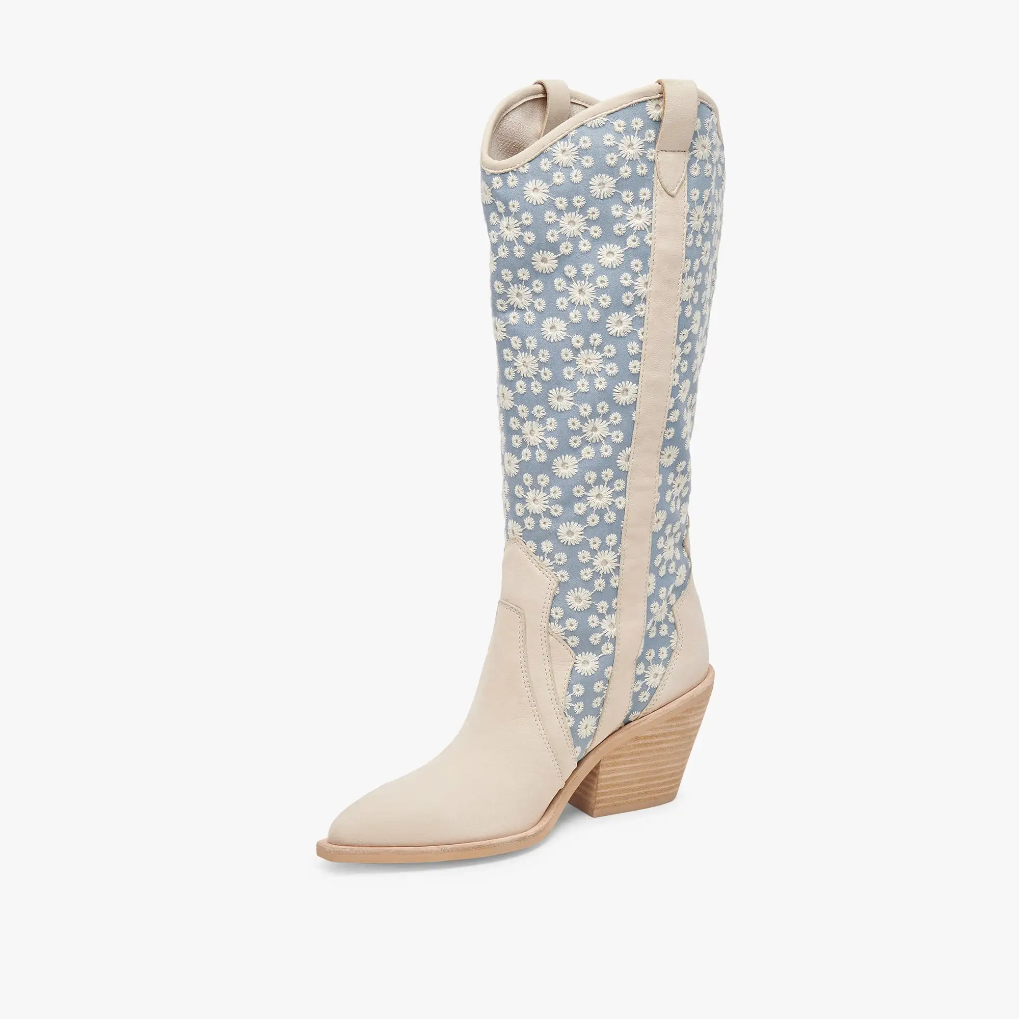 NAVENE BOOTS BLUE FLORAL FABRIC