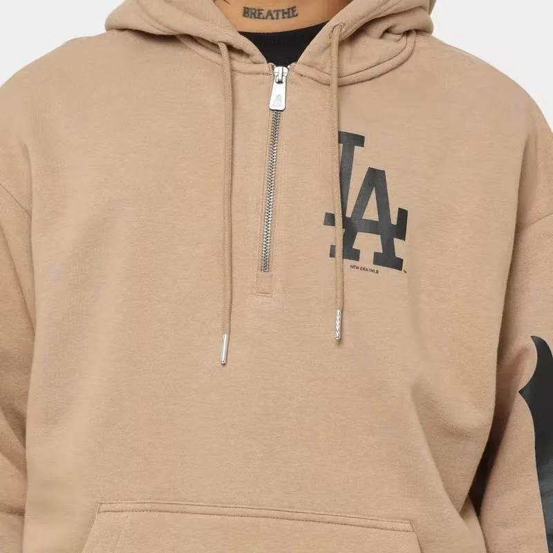 New Era  |Quarter Zip Sleeve Script Hoodie